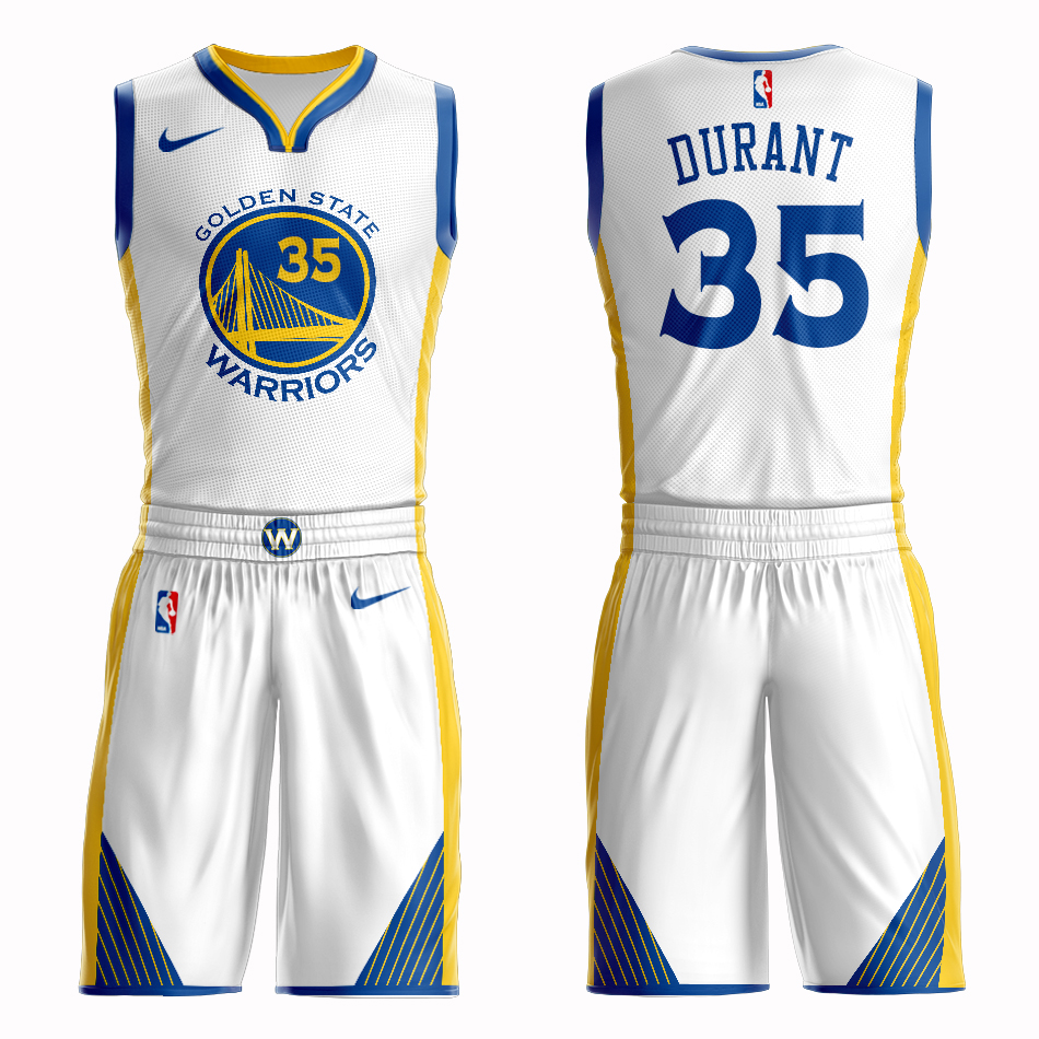 Men 2019 NBA Nike Golden State Warriors 35 Durant white Customized jersey